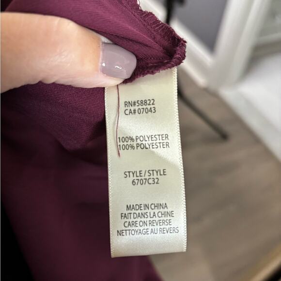 Max Studio Maroon Long Bell Sleeve Blouse With Round Neck Size XS - Picture 2 of 9